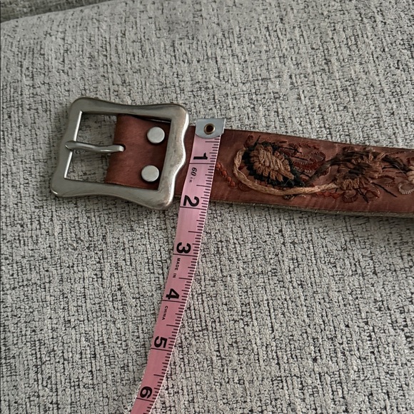 Lucky Brand Brown leather embroidery Belt L - Picture 2 of 4